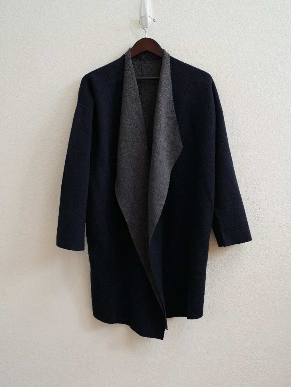 MM LaFleur Womens S/M Navy Gray Double Face Merino Wool Coat